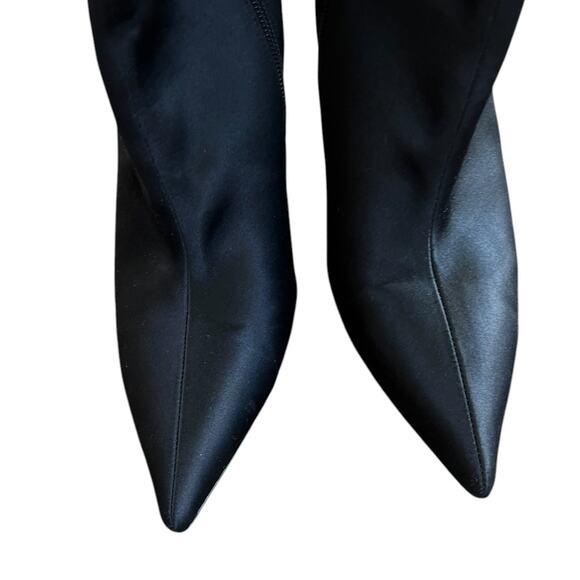 Badgley Mischka Collection Runway Knee High Black Satin Boots – Sz 9 - Picture 6 of 7